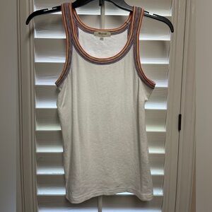Madewell White Tank Top with Rainbow Trim - Size S